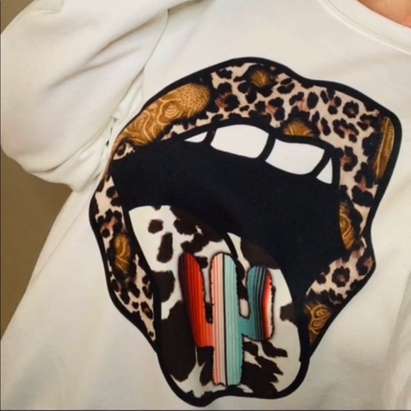 SALE SALE KISS Leopard Southwest Serape Sweatshirt - Picture 2 of 3